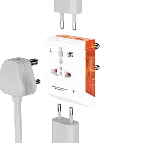 MX 3-Pin Universal Multi Plug Fast Charging Travel Adapter | All-in-1 Worldwide Travel Adapter | Surge Protector | LED Indicator | Compact Design | Supports 150+ Countries | Safety Shutter