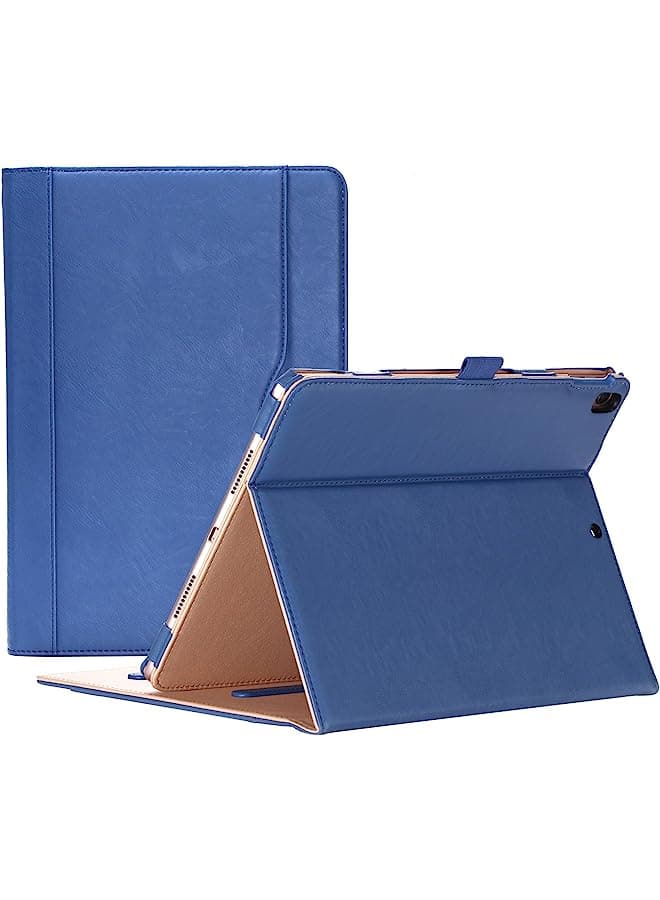 Ipad Air (3Rd Gen) 10.5" Case 2019, Vintage Stand Folio Case Cover For Apple Ipad Air (3Rd Gen) 10.5" 2019 And Ipad Pro 10.5 2017, Multiple Viewing Angles, With Apple Pencil Holder - Navy Blue