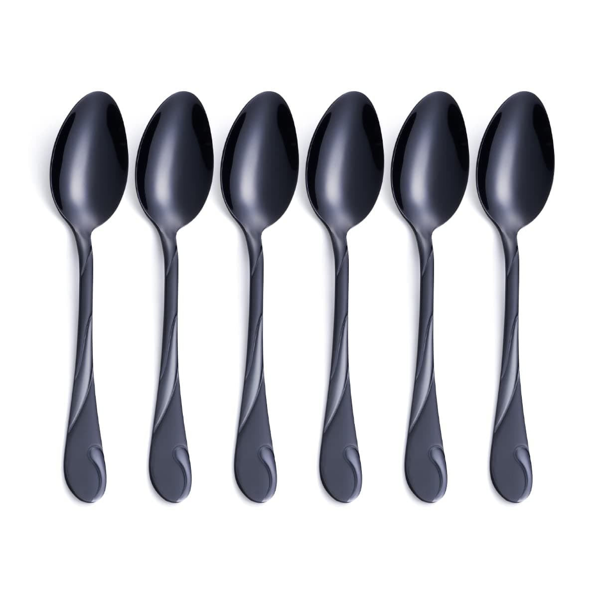 Black Dessert Spoon Set Seeshine 65inch Stainless Steel Shiny Black Teaspoon Espresso Coffee Spoon Set of 6