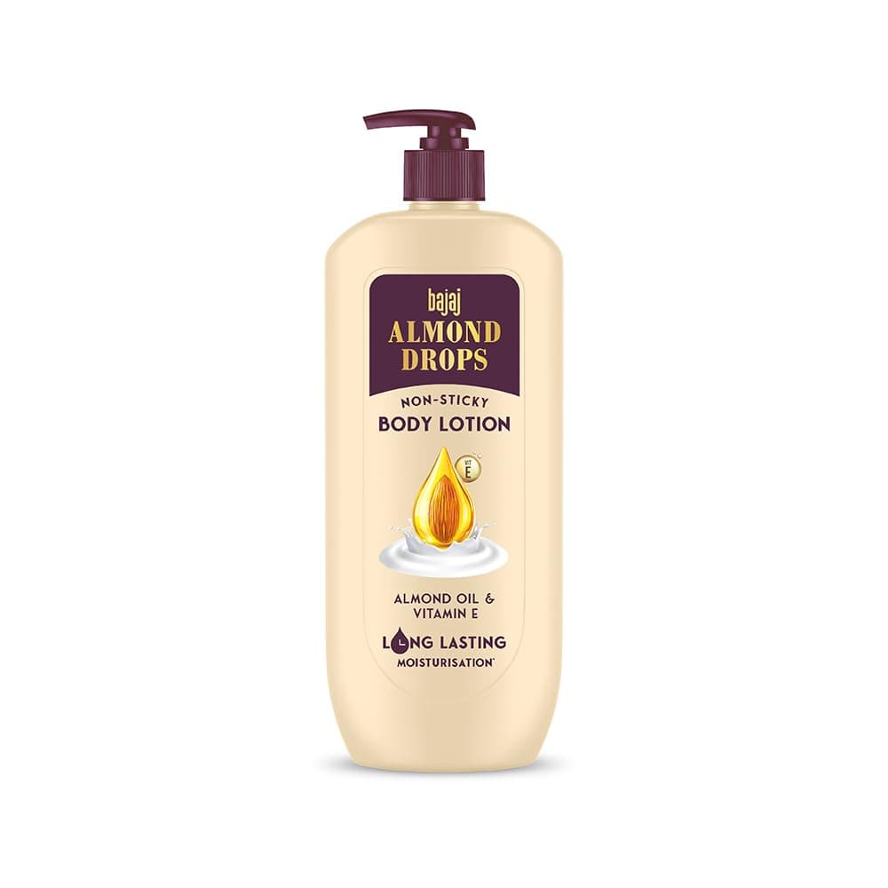 Bajaj Almond Drops NonSticky Body Lotion Long Lasting Moisturization Almond Oil Vitamin E Nourished and Smooth Skin 600 ML