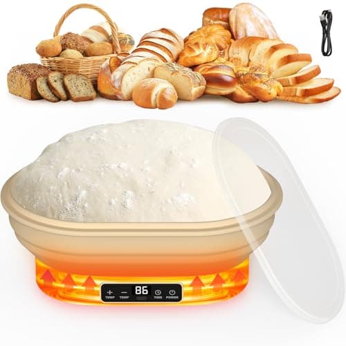 Heating Sourdough Bread Proofing Basket 2L Electric Thermostatic Silicone Oval Banneton Proofing Bowl with 6 Timer Temp Settings for Dough Rising Dishwasher Safe Foldable Sourdough Starter Bowl