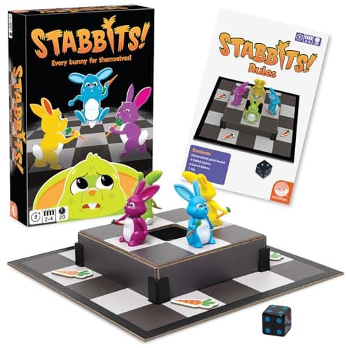 MindWare Stabbits Strategic Bunny Battle Game Beware of Backstabbing Rabbits with Lethal Carrots Fun and Sneaky Board Game for 26 Players