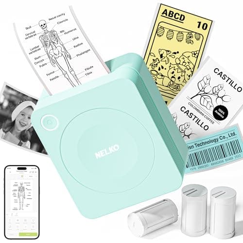Nelko Sticker Printer PM230 Print Pod Mini Bluetooth Portabel Sticker Maker with 3 Rolls Paper Print Pods with Multiple Templates for Phone Tablet Smart AI APP Family Green
