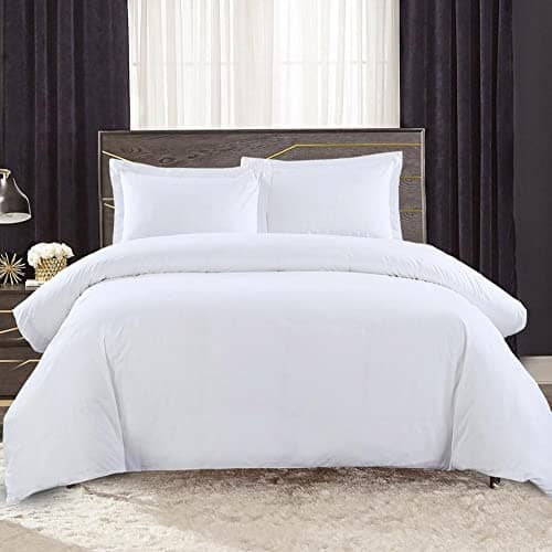 Royal Hotel Bedding 300-Thread-Count Original Percale 3pc King Duvet Cover Set 100% Cotton Percale, Superior Crispy Percale Weave, King Duvet Cover, White