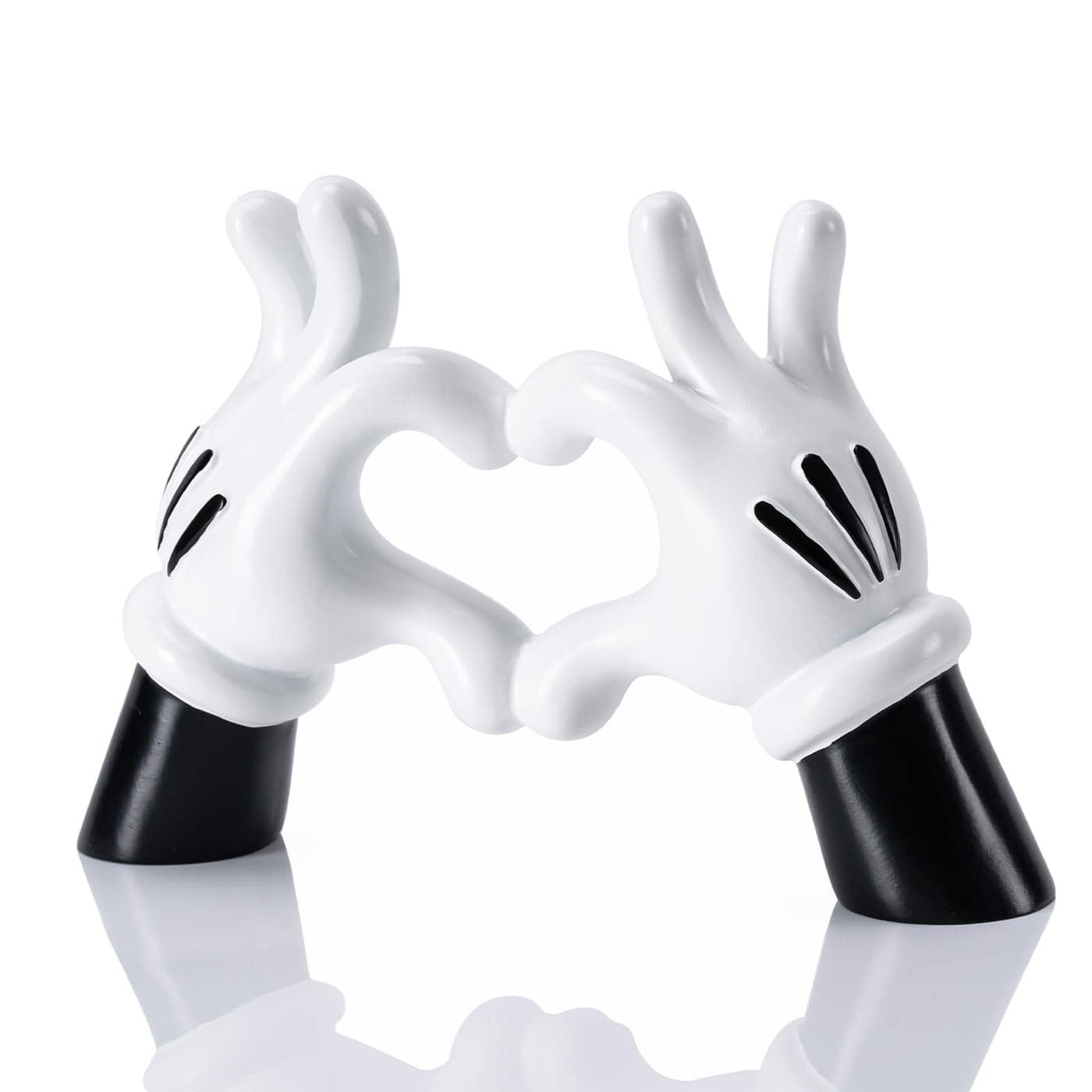 FelyHos Cartoon Heart Hands Resin Statue Modern Home Decor Accents Love Finger Sculpture Room Decor Accessories Black White