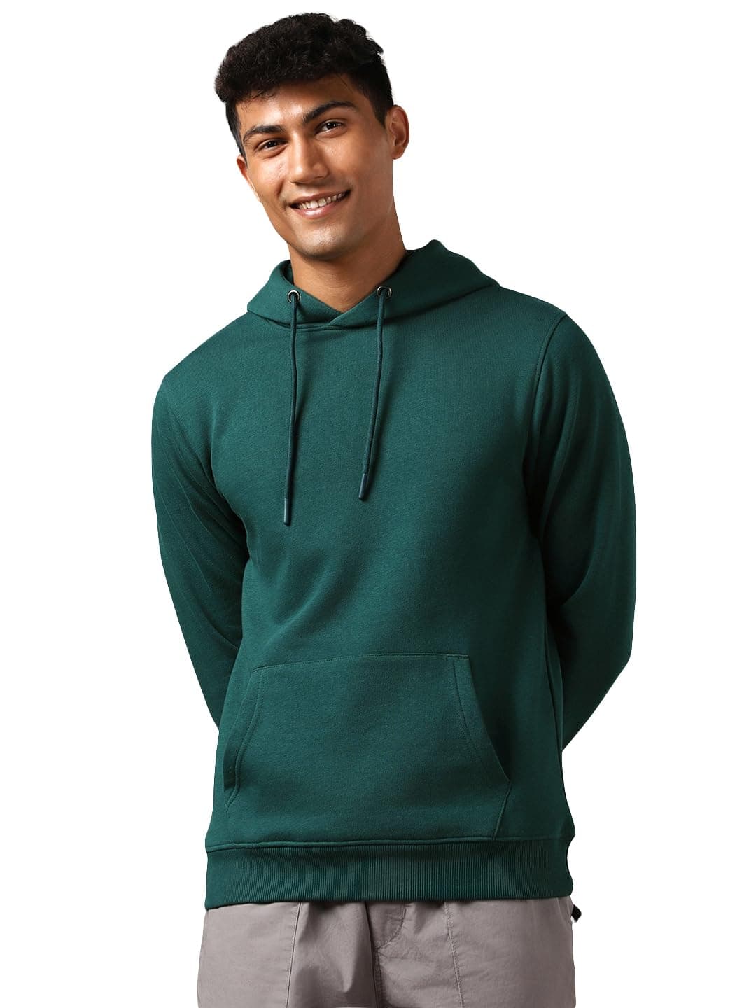 NOBERO Elegant Unisex Verdigris Blue Cotton Solid Plain Hoody Sports Winter Gym Workout Running Travel Trekking Hooded Sweatshirts and Hoodies for Unisex Cotton Winter Casual Wear Without Zipper-XL
