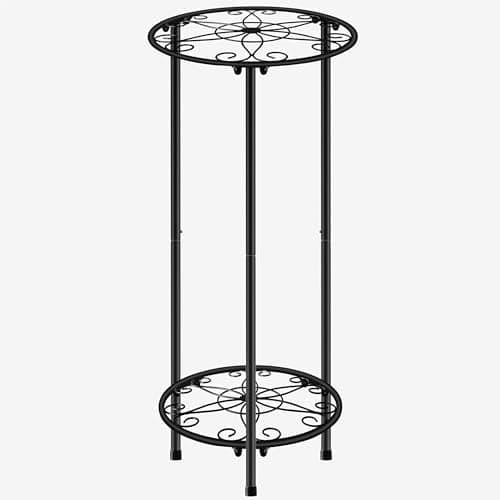 CASIMR Plant Stand Indoor Outdoor Metal Rustproof Flower Shelf 2 Tier 239 inch Tall Multiple Plant Pot Holder Rack for Garden Patio Living Room Corner Balcony Black
