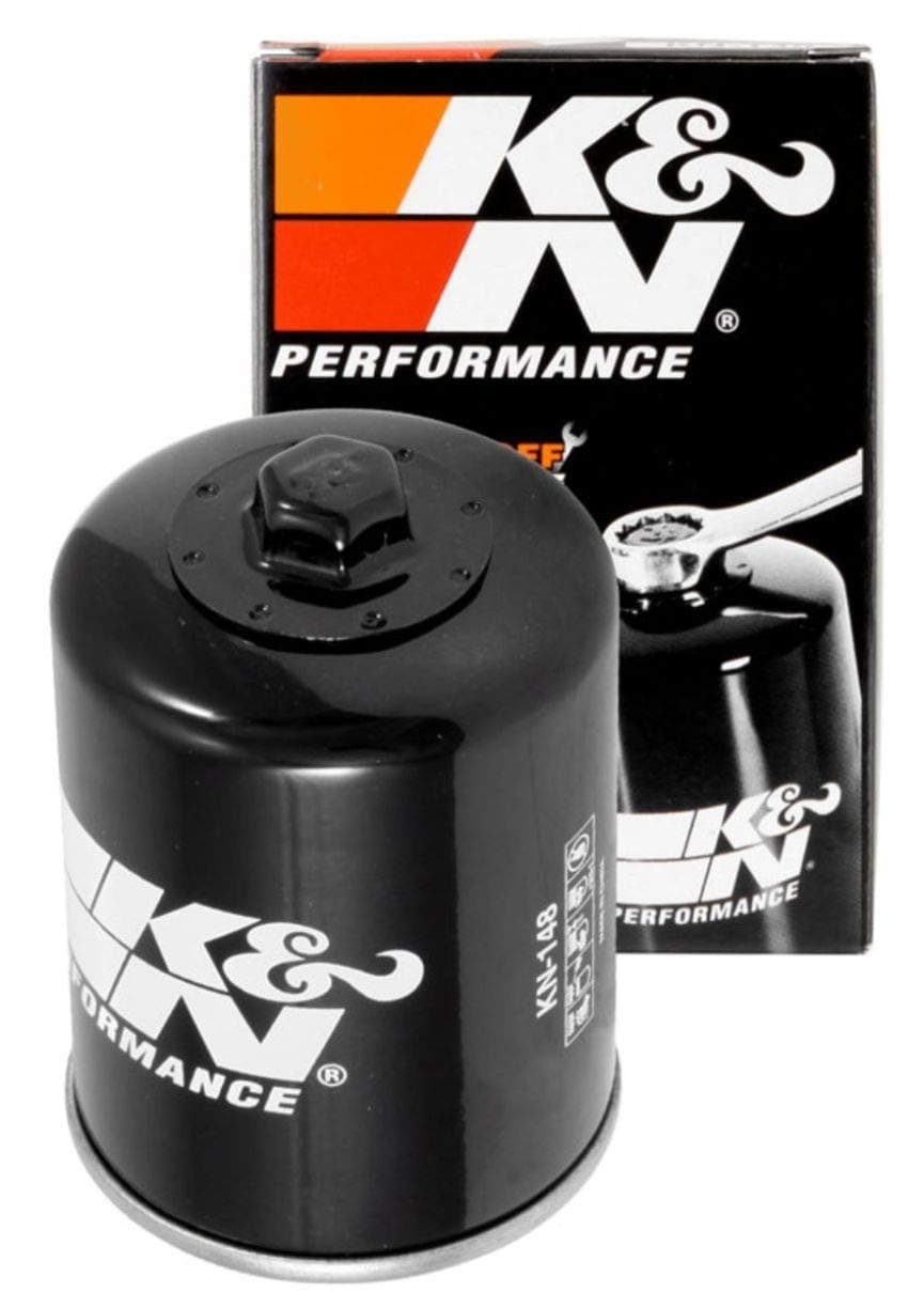 K&N Motorcycle Oil Filter: High Performance, Premium, Designed to be used with Synthetic or Conventional Oils, Wrench Off Nut: Fits Select TGB, Yamaha Vehicle Models, KN-148