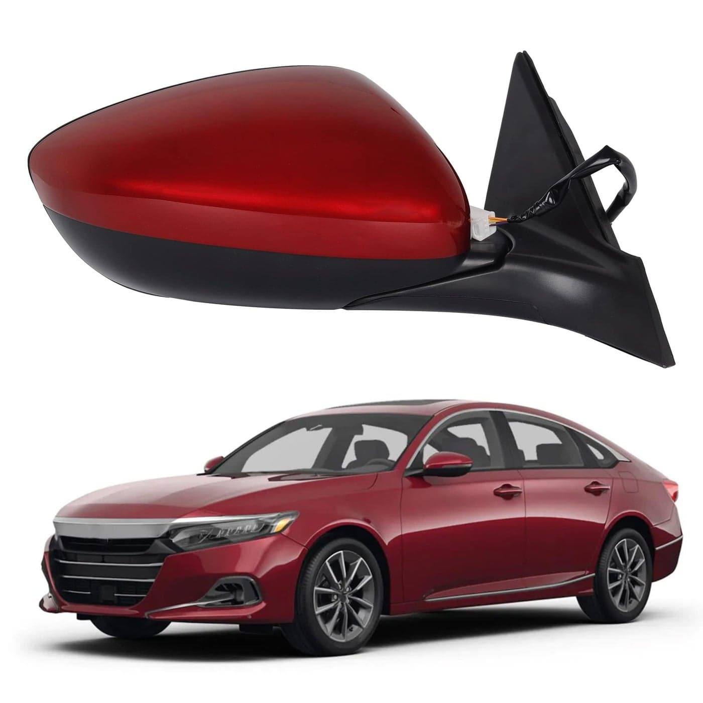 Dasbecan Right Passenger Side Mirror Assembly Red Compatible with Honda Accord LX Sport 15T 20182022 Power NonHeated Paint to Match Repalce 76208TVAA02HO1321328 Radiant Red Metallic