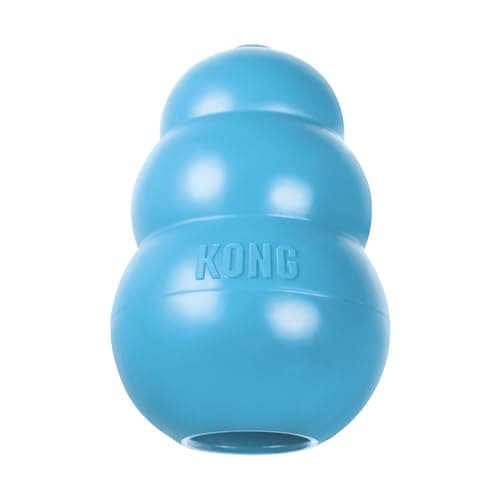 KONG Puppy Natural Teething Rubber Chew Toy for Dogs Stuffable Dog Toy for Extended Playtime Chew Fetch Toy for Puppies for Medium Puppies Blue