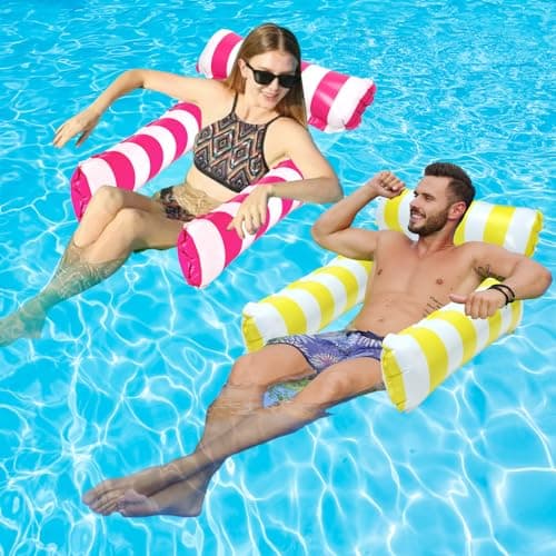 2 Pack Inflatable Pool Floats 4in1 Pool Hammock with Bottom Mesh 3 Tubes Inflatable Hammock for AdultsPortable Floating Chair Bed for Travel Swimming Pool Hot Tub