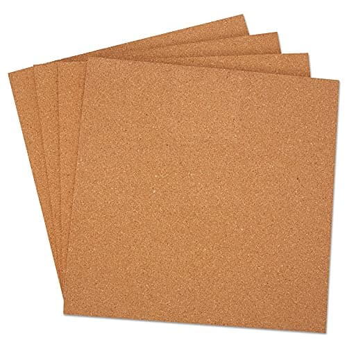 Universal UNV43404 12 in x 12 in Cork Tile Panels Brown Surface 4Pack