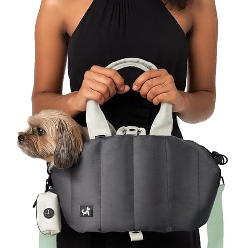 Sytopia Small Dog Carrier Purse, Portable Pet Carrier Tote Carrier with Pockets, Adjustable Safety Leash, Waterproof Dog Travel Bag, Travel Pets Purse up to 4 Lbs, Dark Grey