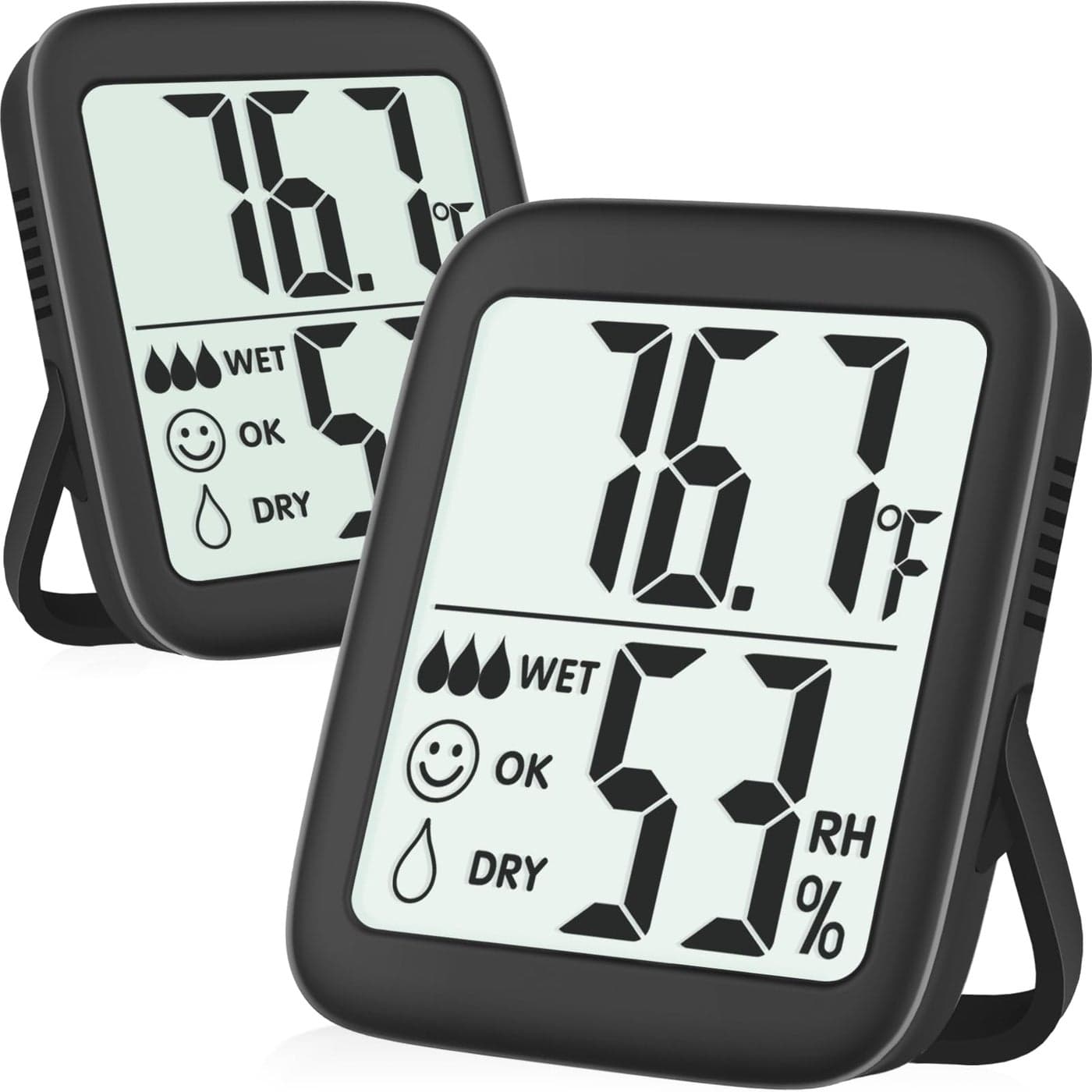 Antonki 2 Pack Room Thermometer for Home Indoor Hygrometer Humidity Meter Gauge Digital Temperature and Humidity Sensor Monitor for House Terrarium Incubator Greenhouse Battery Included