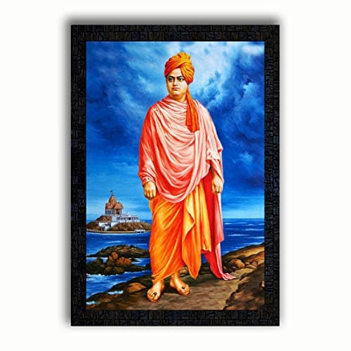 pnf leaers Swami UV Textured Wooden Framed Poster of Swami Vivekananda-19844 (13.5x19 inch, Multicolour)