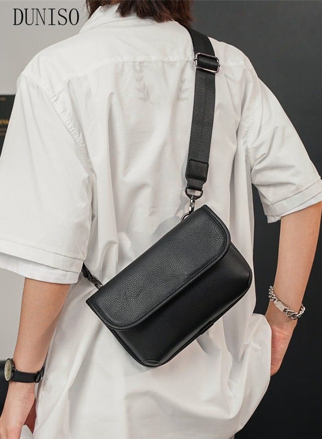 Compact Crossbody Bag for Men Waterproof Sling Bag Multipurpose Cross Body Chest Bag Shoulder Bag for Travel Hiking Retro Purse Bag with Detachable Strap