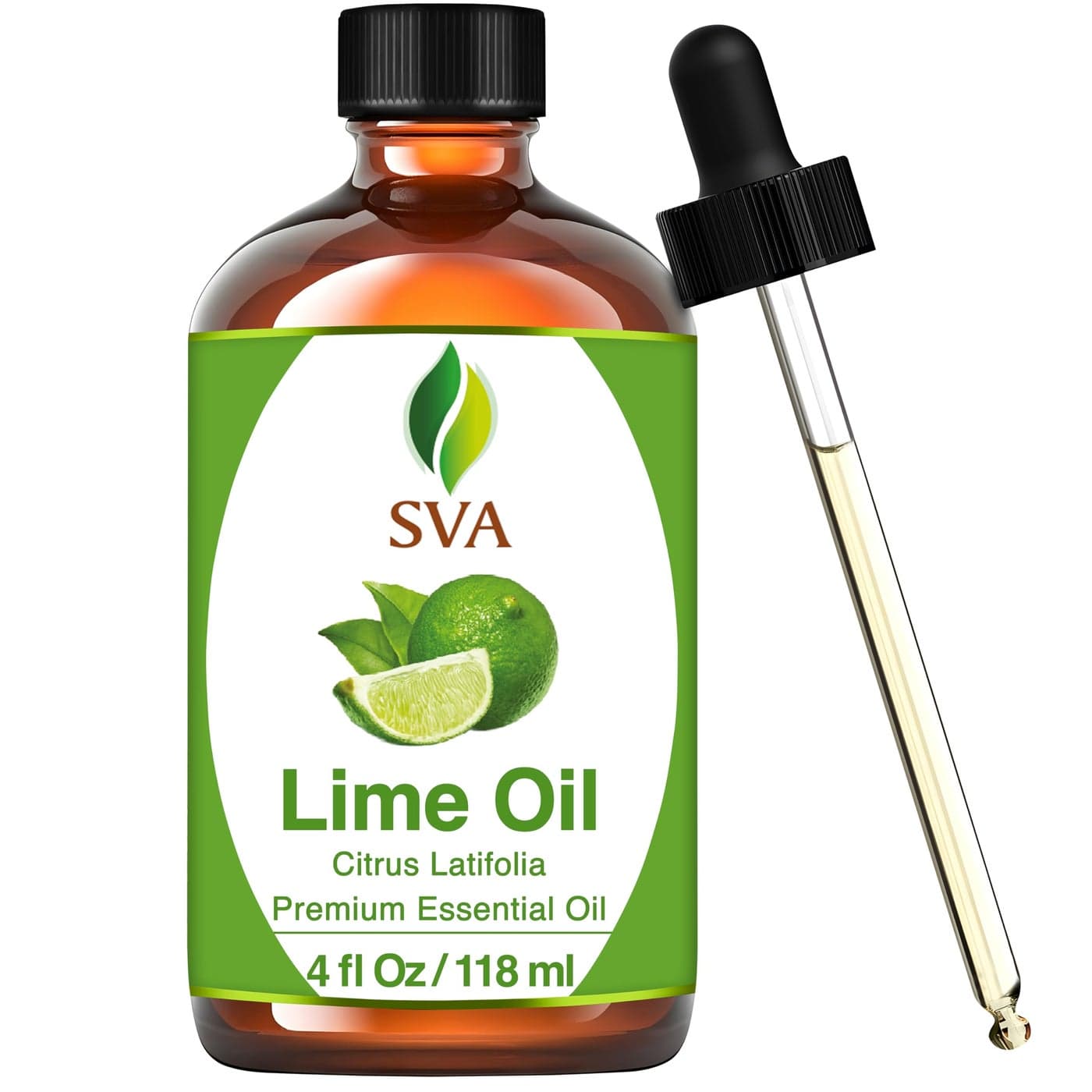 SVA Lime Essential Oil 4 Fl Oz 100 Natural Lime Oil for Diffuser Hair Care Face Skin Care Aromatherapy Scalp and Body Massage Soap and Candle Making with Dropper