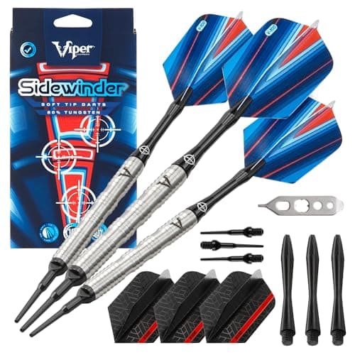 Viper by GLD Products Sidewinder 80% Tungsten Soft Tip Darts, Ridgeback, 18 Grams,Silver,21-3227-18