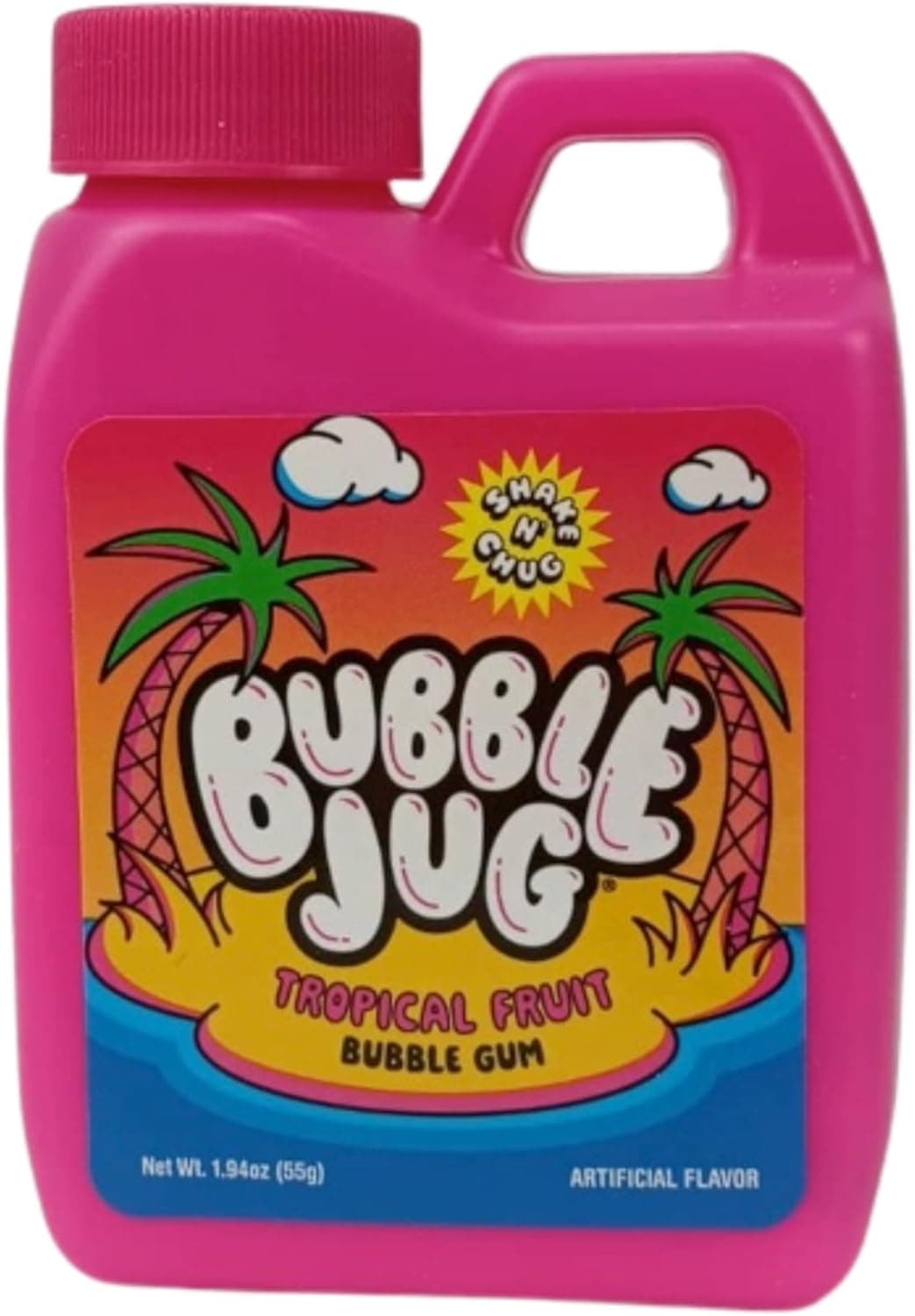 Bubble Jug Tropical Fruit Bubble Gum - Nostalgic 90s Candy in a Fun Shake N' Chug Container