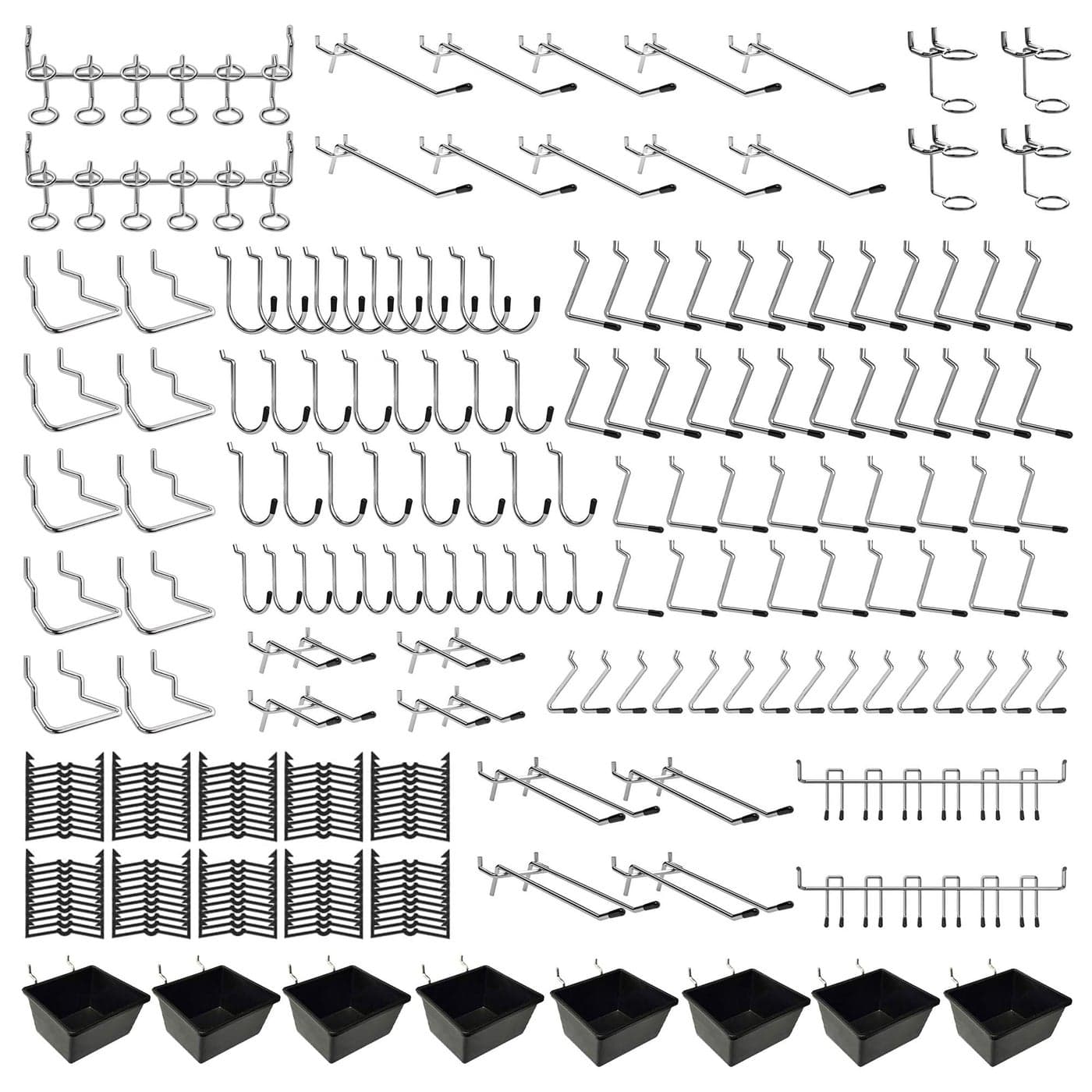 Dobures 258PCS Pegboard Hooks Pegboard Accessories Organizer Kit Pegboard Set for Tools18 and 14 inch Pegboard Hooks Assortment Peg Board Hooks Peg Board Bins Peg Locks