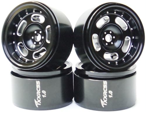 TxXrcss RC 10 Beadlock Wheels Offsets 2 Aluminum Rims for AX24 118 TRX4M All 124 Scale SCX24 Deadbolt RC Crawler Car Wheels Upgrades 4P Black