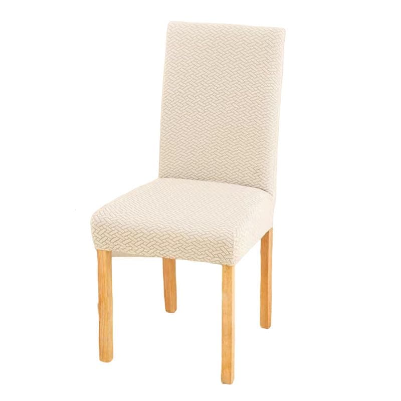 Styleys Elastic Chair Cover Stretch Removable Washable Short Jacquard Dining Chair Cover Protector Seat Slipcover (Pack of 1, Ivory, JCMC7)