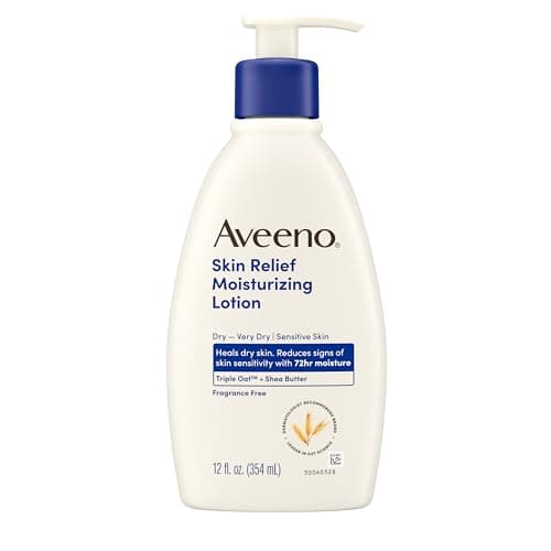 Aveeno Skin Relief Moisturizing Lotion Heals Very Dry Sensitive Skin FastAbsorbing Body Lotion with Soothing Triple Oat Shea Butter Formula Fragrance Free NonComedogenic 12 fl oz