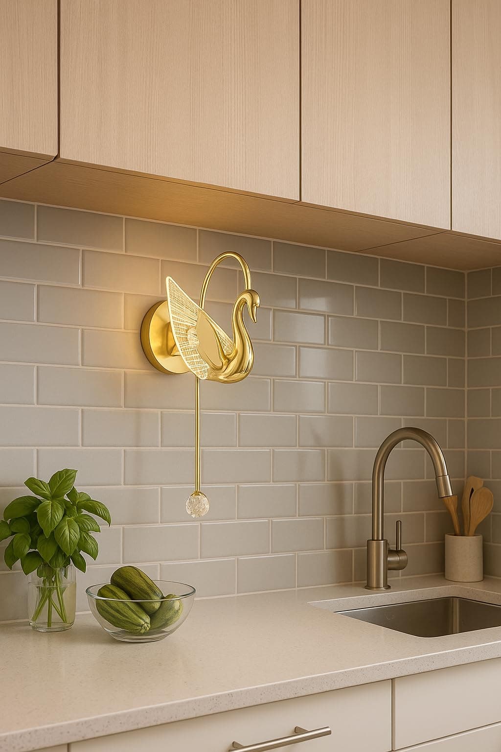 TrippingGolden Swan Shape 12W LED Wall Lamp: Elegant Decorative Light Fixture for Bedroom, Living Room, Hallway – Ambient Warm White Light with Crystal Accent, Luxury Artistic Design, Wall Mounted.