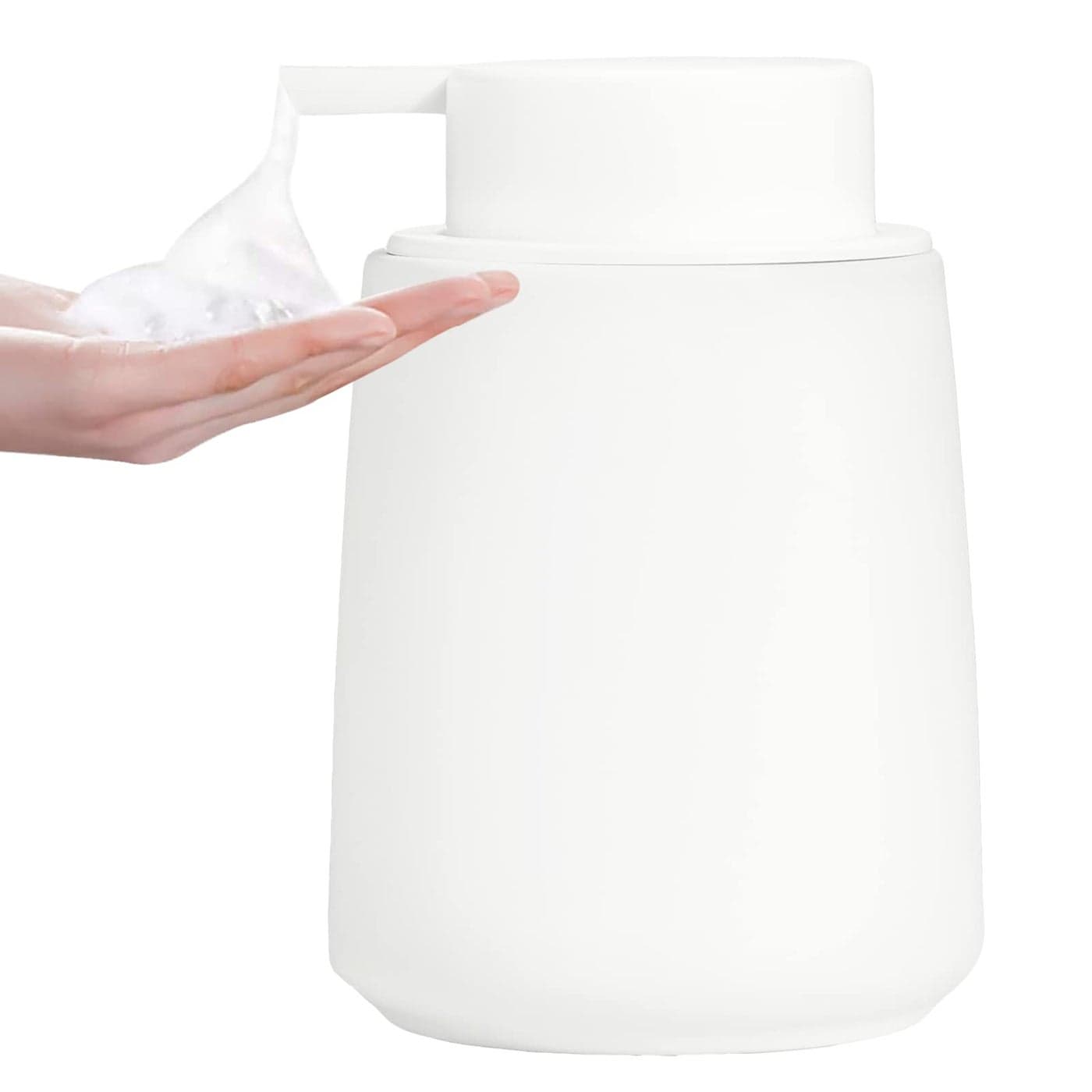 White Foam Hand Soap Dispenser 12Oz Ceramic Foaming Soap Dispenser with EasytoPress Black Pump Reusable and Refillable Liquid Lotion Dish Soap Dispensers for Bathroom Kitchen Rubber Paint