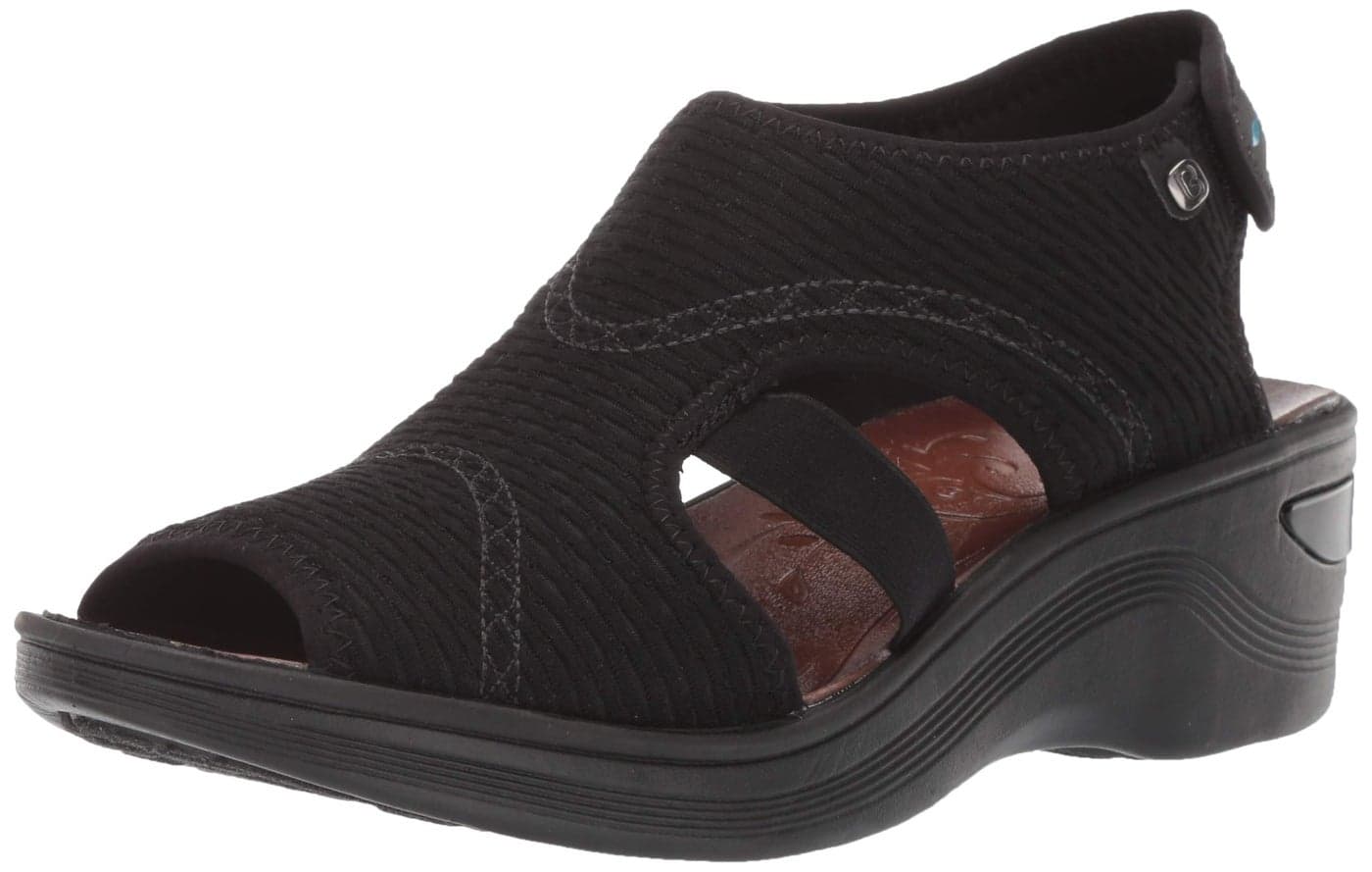Bzees Women's Dream Sandal, Black Mesh, 9 W US