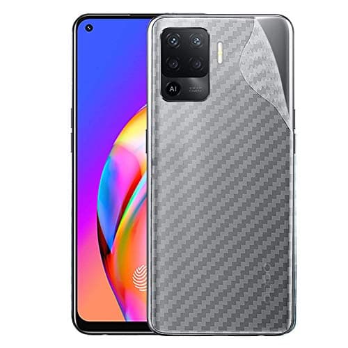 LINLO Compatible for Oppo F19 Pro Ultra Thin Slim Fit Clear Transparent 3D Carbon Fiber Back Skin Rear Screen Guard Protector Sticker Protective Film Wrap Not Glass (Carbonn)
