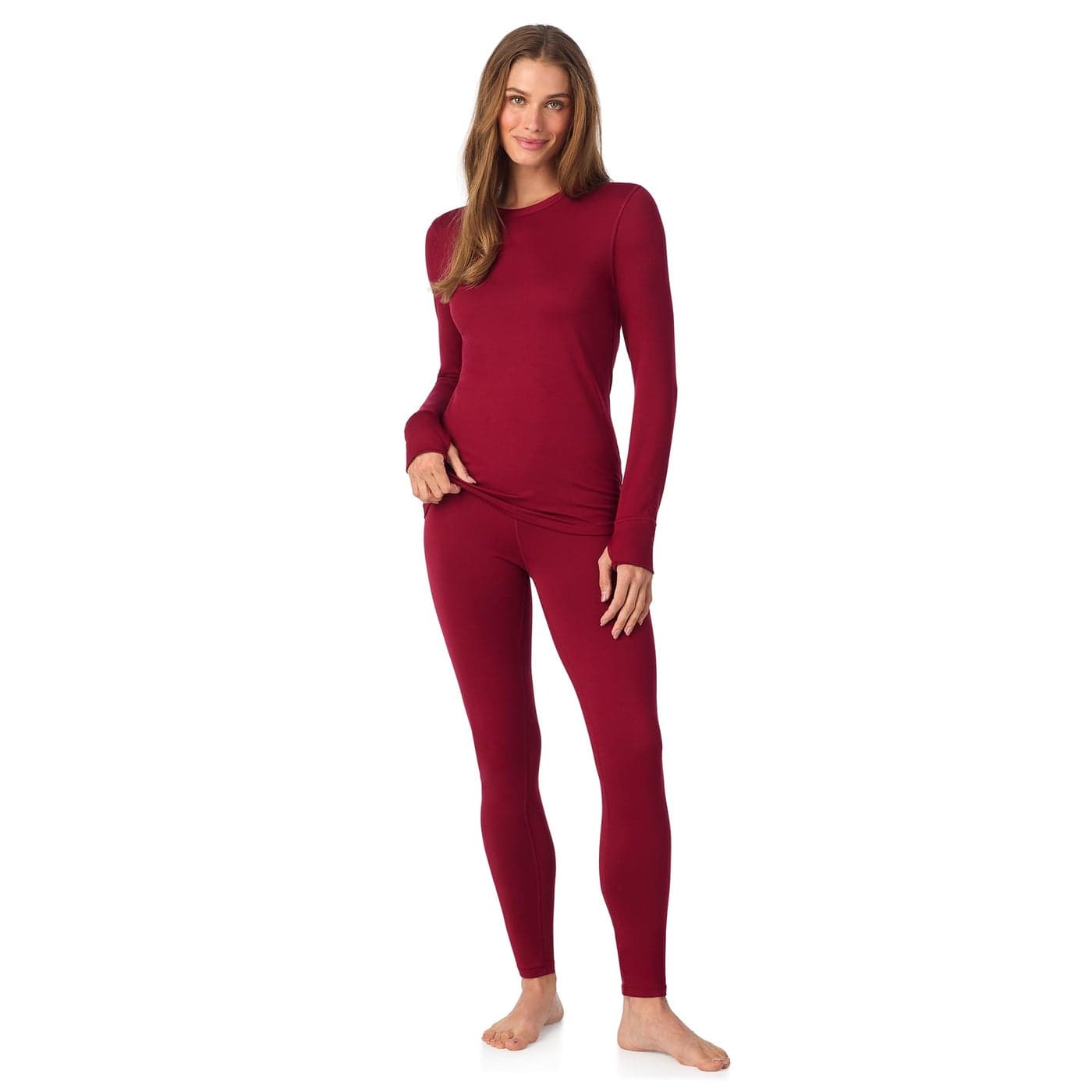 Cuddl Duds Thermal Underwear for Women Womens Cold Weather Clothes Fleece Lined Thermal Long Johns Set Winter Base Layer Clothing Thermal Shirt Top and Leggings Pants 2Pc Set for Women Red XXL