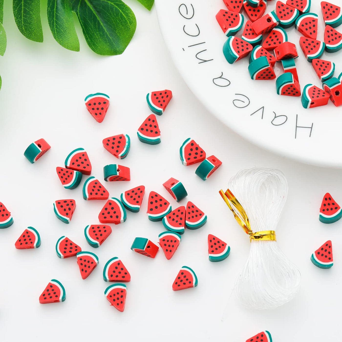 100pcs Watermelon Polymer Clay 10mm Spacer Beads for Women Jewelry Making DIY Bracelet Necklace Earring Kit Watermelon