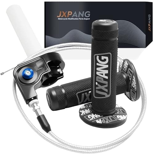 JXPANG 22mm 7/8" Throttle Twists Grip with Throttle Cable Upgraded Universal for Off-Road Motorcycle 250 Dirt Pit Motor Mini Bike YCF CRF70 TTR SSR KLX110 Thumpstar (Type A-Black)
