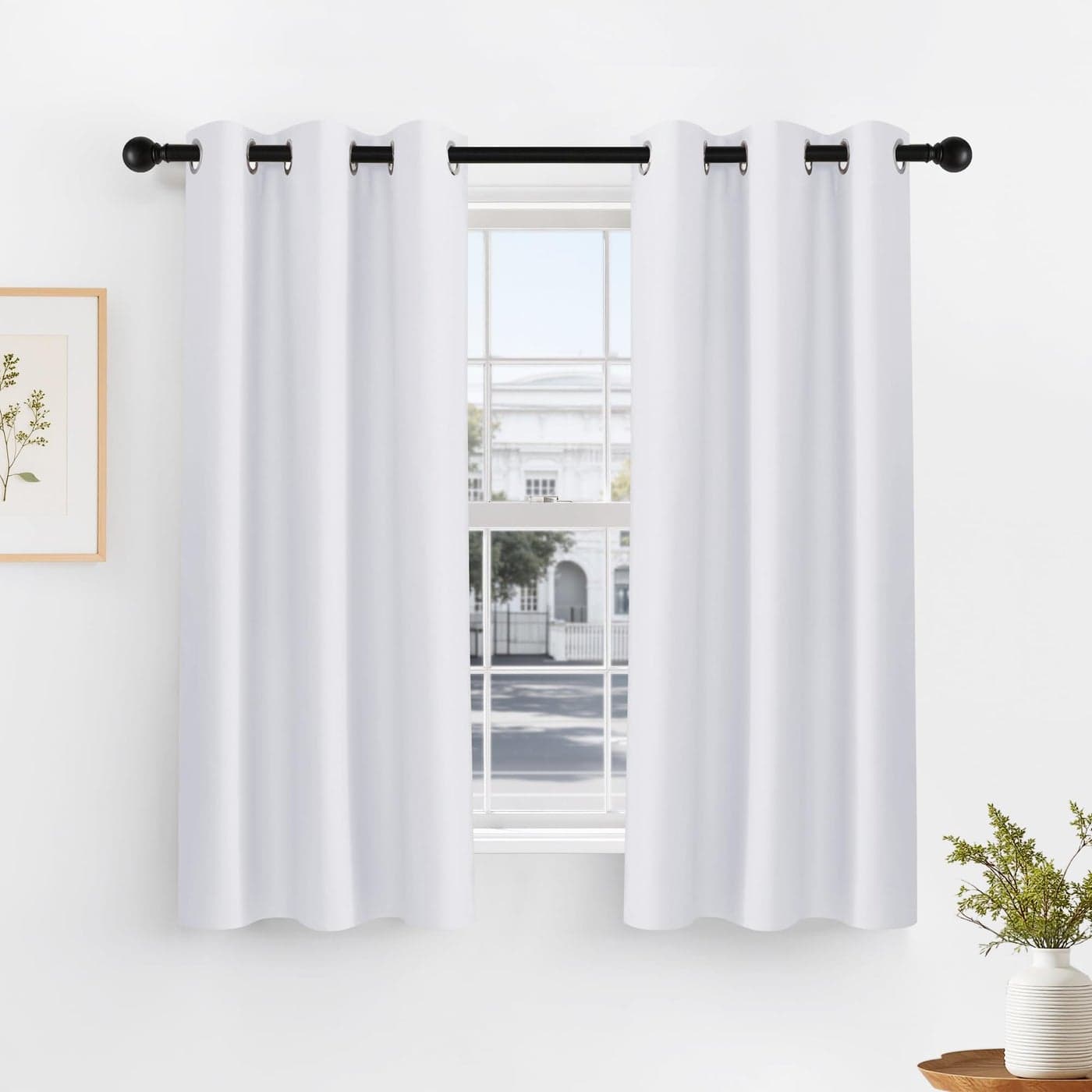 PONY DANCE Window Treatments Curtains Double Short Curtain Panels with Soft Fabric for Bedrooms Small Bay Window Home Decor W 42 by L 45 Pure White 2 Pieces
