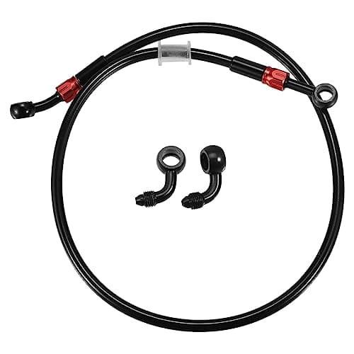 X AUTOHAUX Brake Hose AN3 28 90 Degree M10x10 Motorcycle Hydraulic Brake Line Oil Hose Pipe Fitting for ATV Motorcycle Motocross 70cm Black Red 1 Set