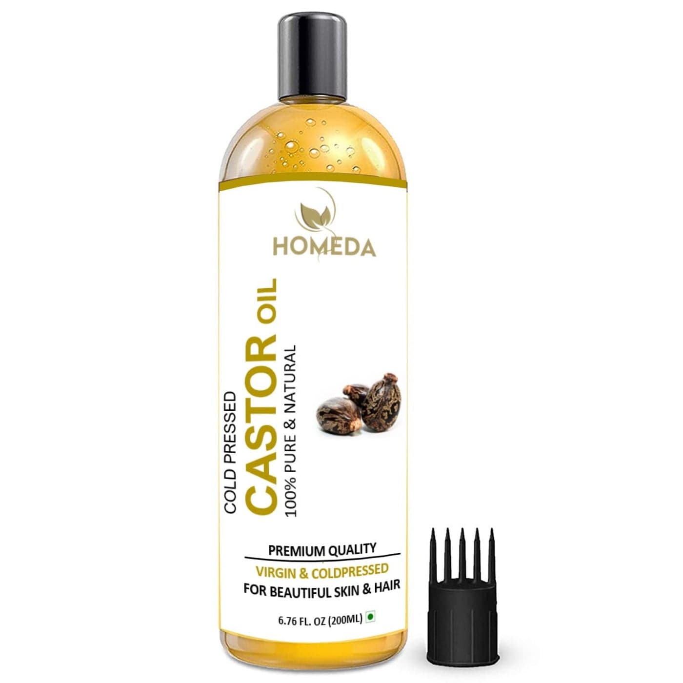 Organic Castor Oil for Hair Growth 67 fl oz Aceite de Ricino Caster oils Cold Pressed Hexane Free Pure Organic Golden Huile de Ricin for Face Eyelashes Castro oil Oleo de ricino 200 ml