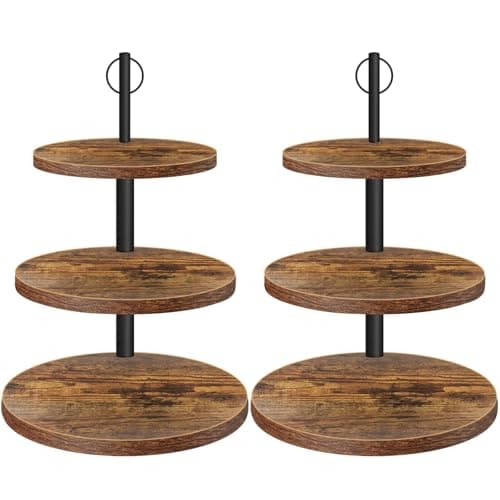 OugeWood Cupcake Stand, 3 Tier Large Cupcake Stand for 50 Mini Cupcakes Rustic Dessert Table Display Set Wood Cupcake Tower Cake Stand Tiered Tray Stand for Wedding Birthday Baby Shower 2 Pack