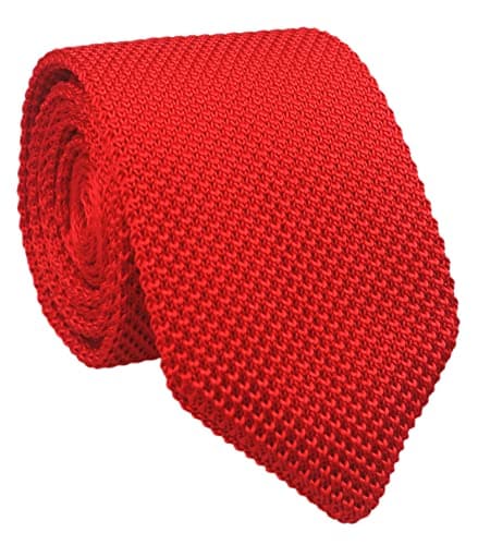 Mens Knit Hot Red Coal Ties Modern Basic Designed Groomsmen Wedding Suit Necktie