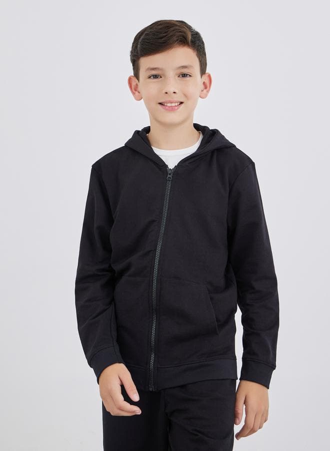 Black Full Zip Hoodie With Pockets