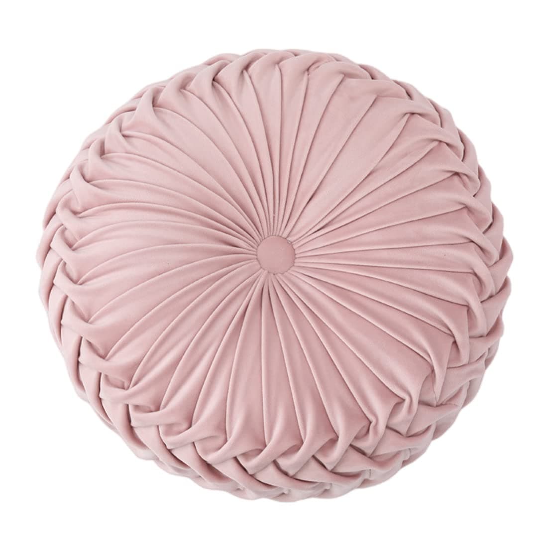 Baiyuruodie Round Velvet Pillow Sofa Bed Bedroom Decorative Throw Pillow 38cm Light Pink