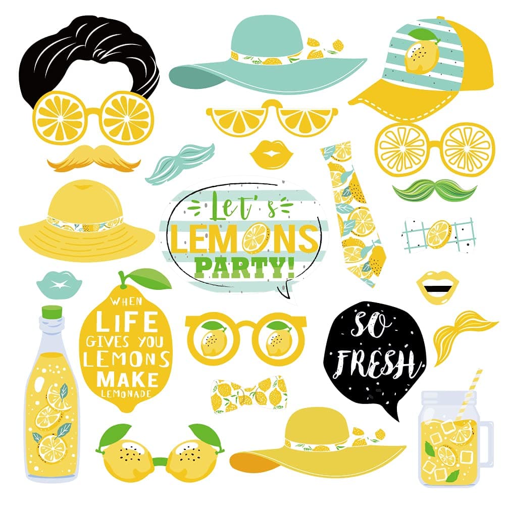 25 Pcs Lemon Theme Photo Booth Props Lemon Theme Birthday Baby Shower Party Decorations Summer Citrus Lemonade Party Supplies
