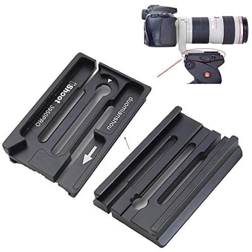 iShoot Quick Release Plate Adapter Clamp Converter for Converting 39mm ArcaSwiss Fit QRPlate Used to 50mm ManfrottoSachtler Fit Tripod Fluid Head Gear Head Hydraulic Head 3D Head Clamp