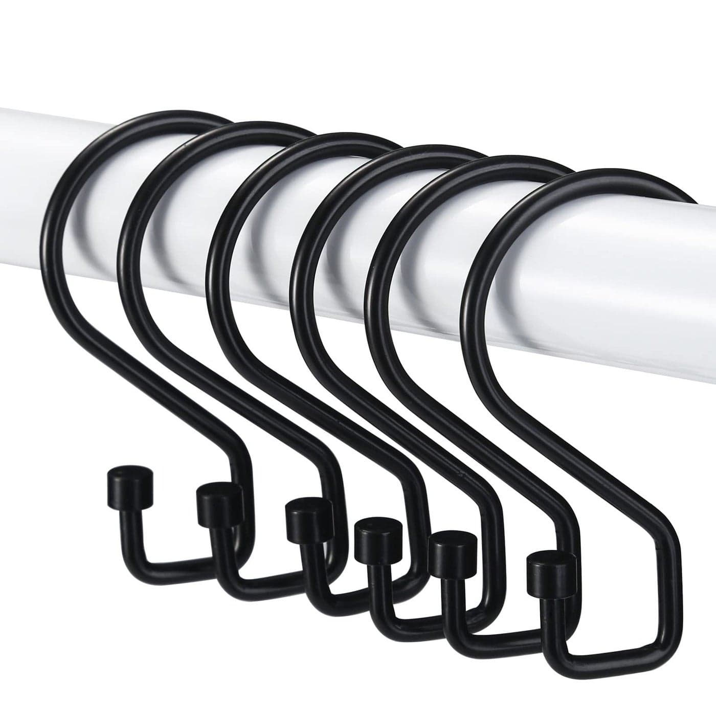 Goowin Shower Curtain Hooks 12 Pcs S Shape Shower Curtain Rings Rustproof Black Shower Curtain Rings MultiFunctional Shower Hooks for Shower Curtain Kitchen Utensils Clothing Towels Black