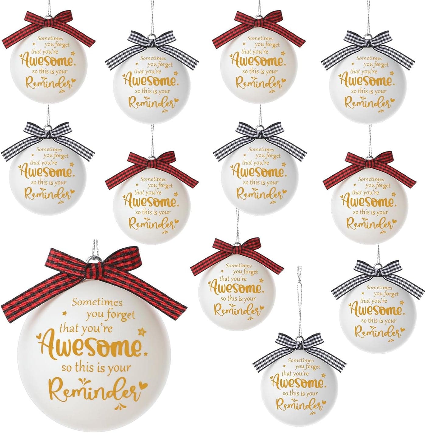 Syhood Christmas Ornaments Thank You Gifts Coworkers Appreciation Gifts Bulk You are Awesome Hanging Xmas Tree Ornaments White Balls Decor for Employee Nurse Staff Teacher12 Pcs