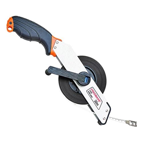 FREEMANS OW30 Steel Open Reel 30m:13mm Measuring Tape-30m/100ft With Soft Grip Bi-Material Handle | Durable Zinc Winding Arm | Pistol Type Case | Dura Coat Tape Blade and Heavy Duty Aluminium Case