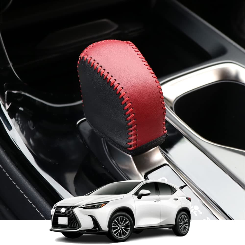 Kakash Custom Interior Accessories for Lexus NX250 NX350 NX350h NX450h 20222025 RX450h500h350h TX Leather Automatic Gear Shift Knob CoverTransimission Boots Shift Lever Leather SheathRedBlack