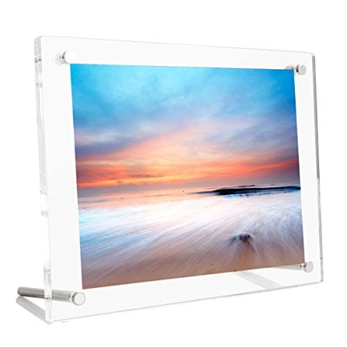 B&NN 8x10 Acrylic Picture Frame Floating Look,3MM + 3MM Thickness Clear Photo Frame ,Desktop Frameless Display ,Self Standing (8 x 10)