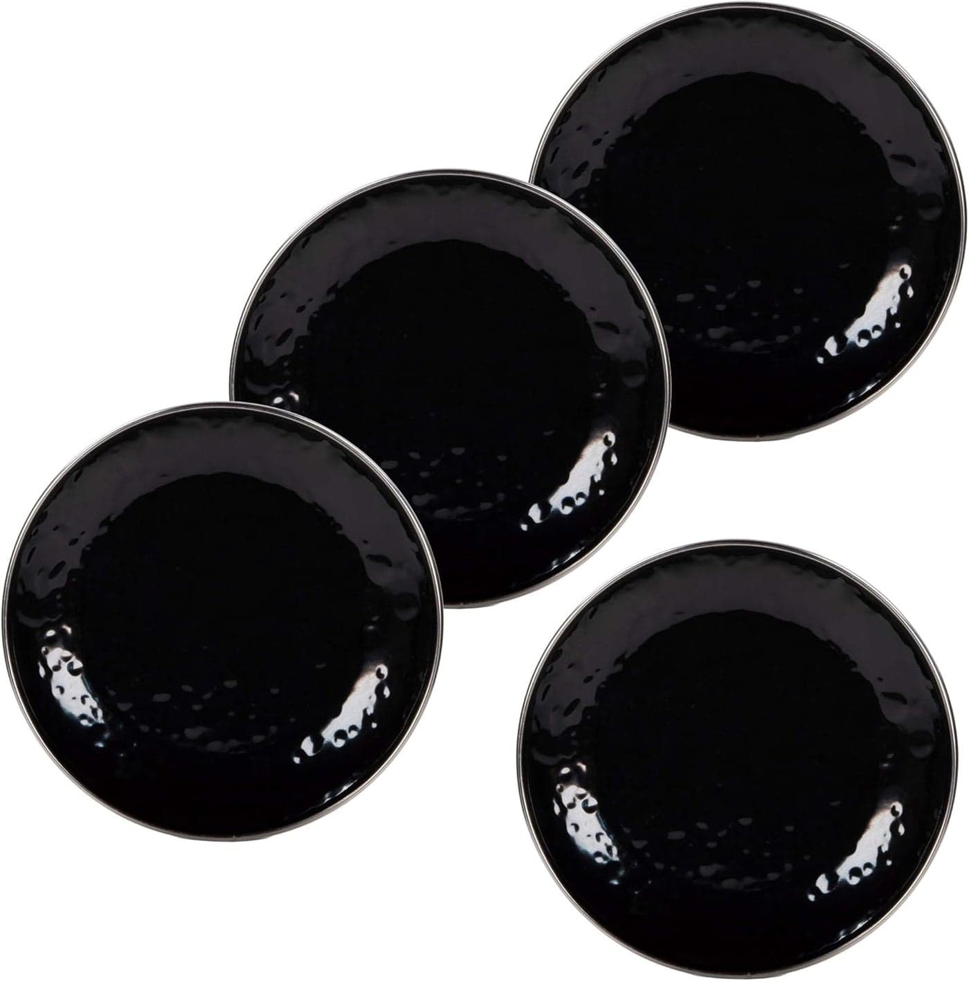 Golden Rabbit Enamelware Set of 46 Appetizer Plates Solid Black