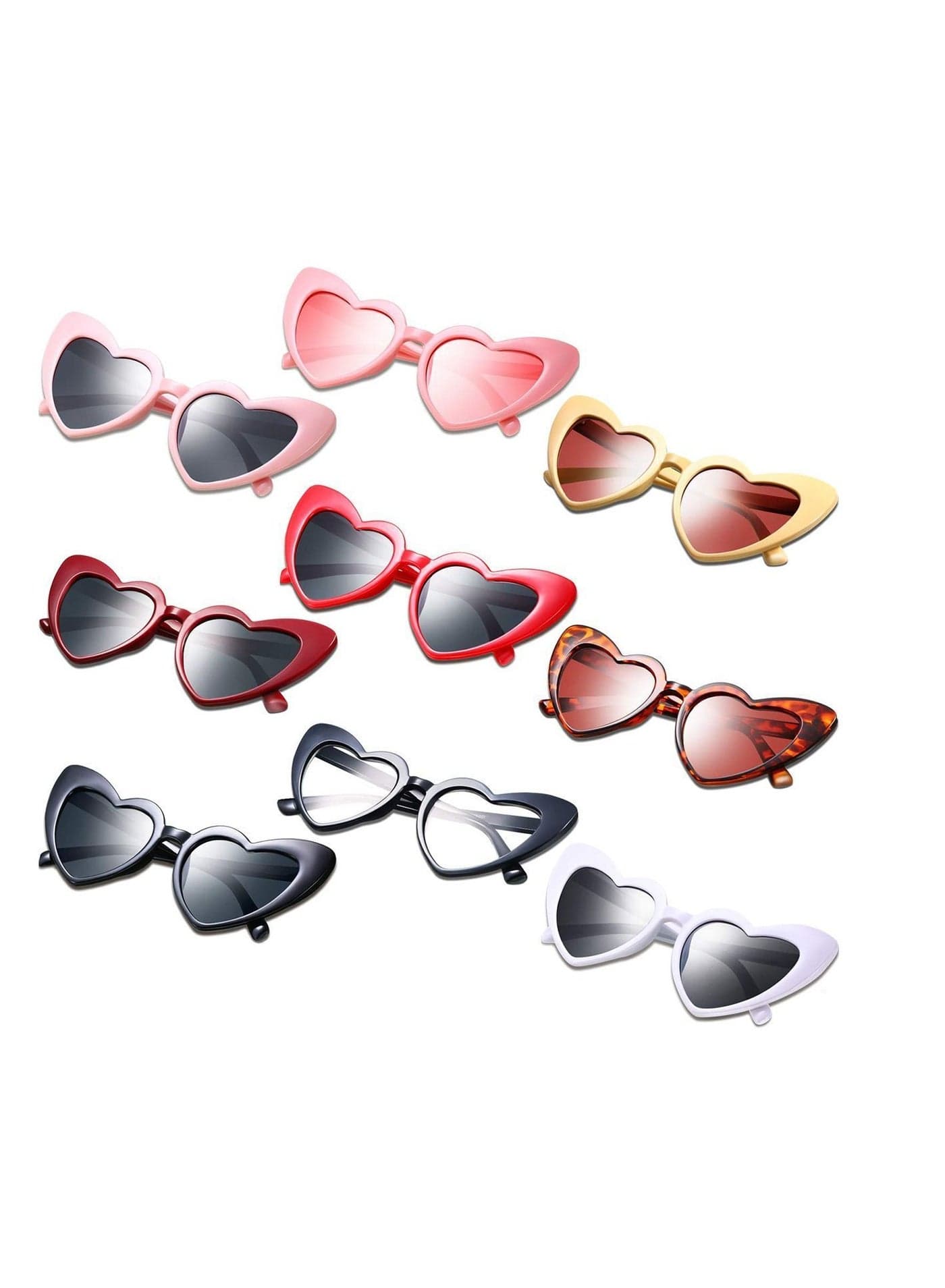 9 Pairs Heart Shaped SunglassesVintage Sunglasses Women Retro Eyeglasses for Shopping Traveling Party Accessories